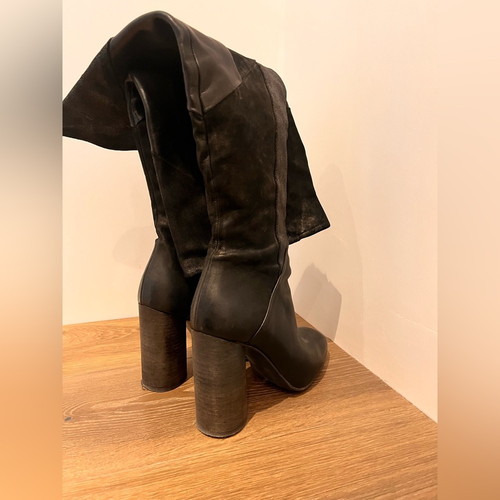 Patchwork Leather Knee High Boots. - image 6